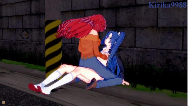 【3D】小美和莉莎在一條廢棄的街道上進行激烈的性愛